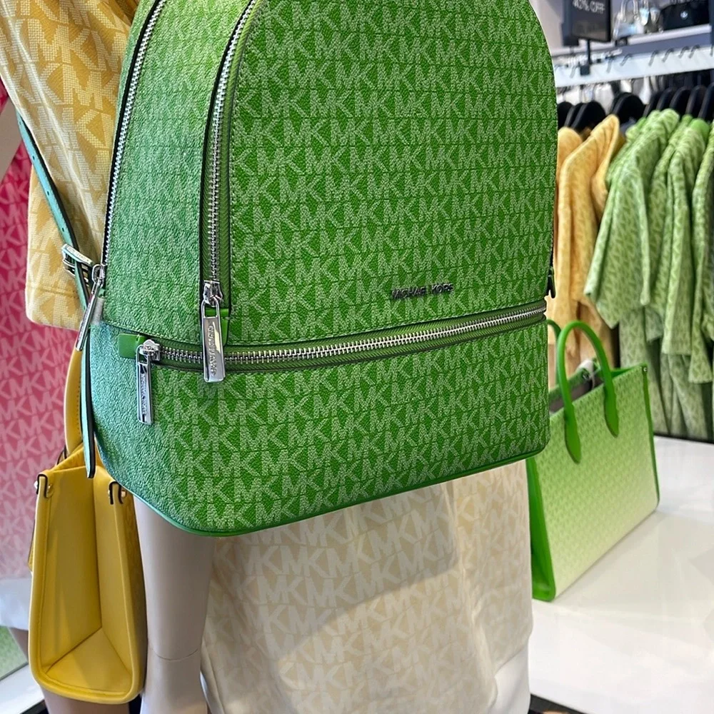 Michael Kors Rhea Medium Signature Logo Backpack
Jungle Green 
NWT - Picture 12 of 16
